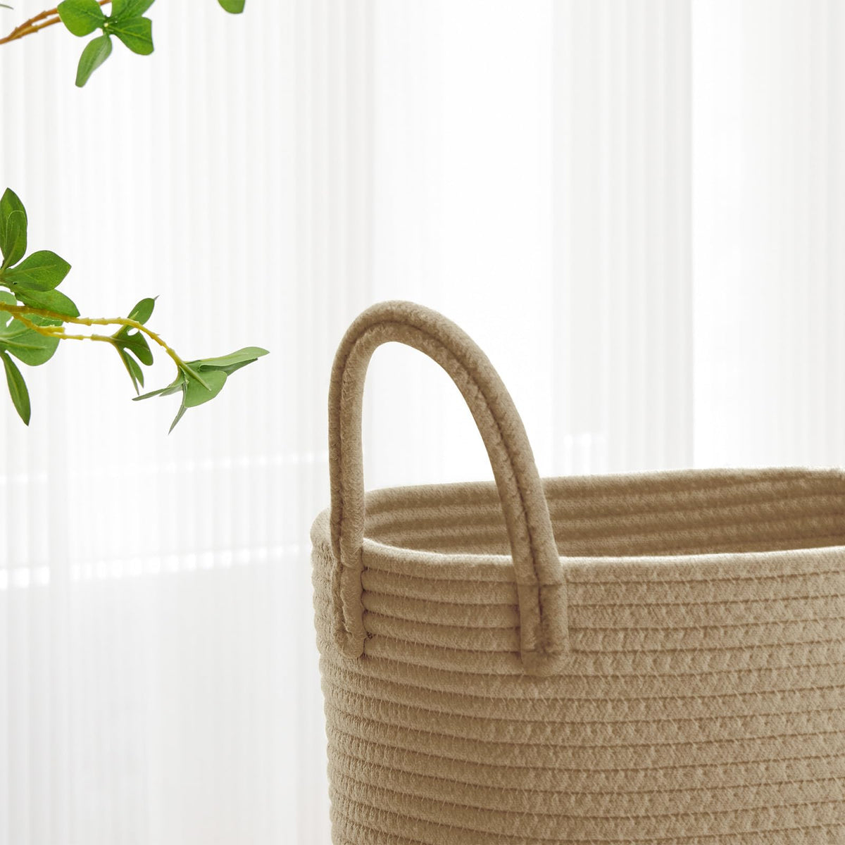 58L Tall Woven Laundry Basket Hamper, Jute