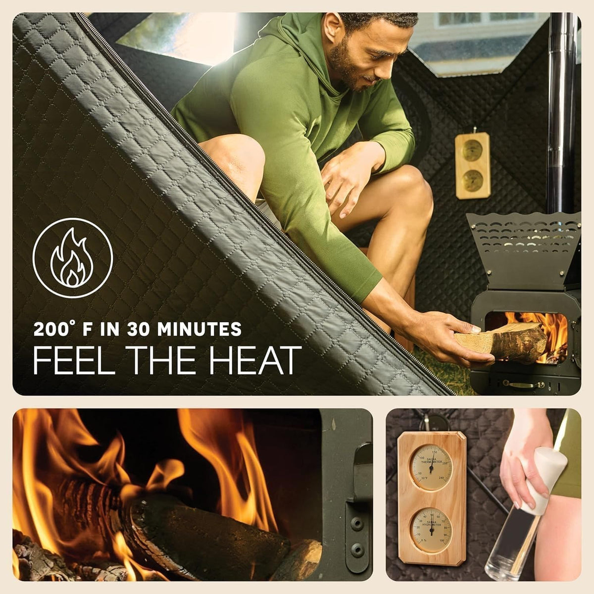 ZenZone Outdoor Sauna Tent - Portable Wood Burning with Stove