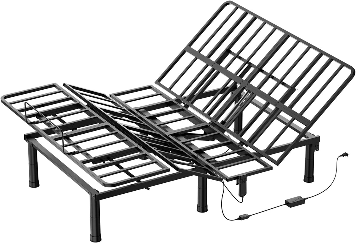 Queen Adjustable Bed Frame, Wired Remote Control, Independent Head and Foot Incline, Electric Bed Frame Base