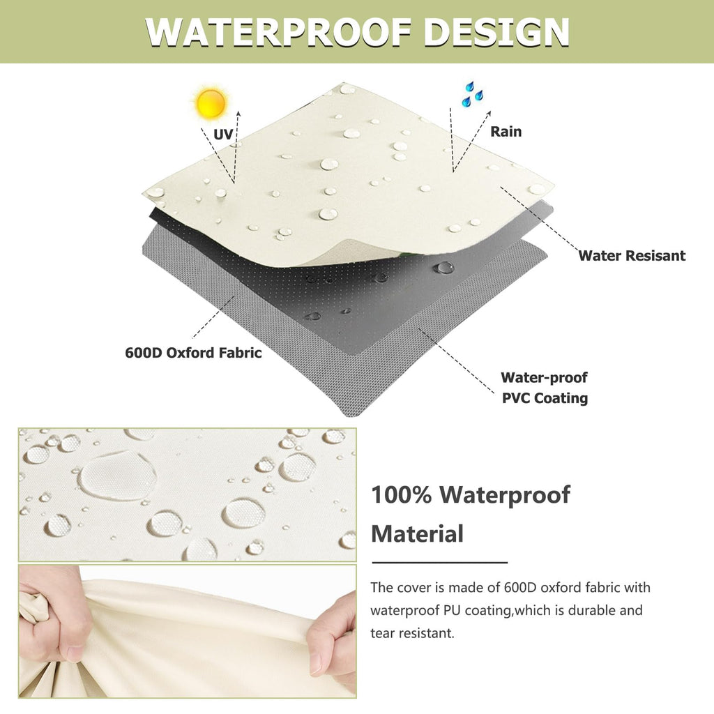 2-Seater Patio Sofa Cover, 58 W x 32.5 D x 31 H Inches Outdoor Couch Cover, 600D Heavy Duty Waterproof Outdoor Sofa