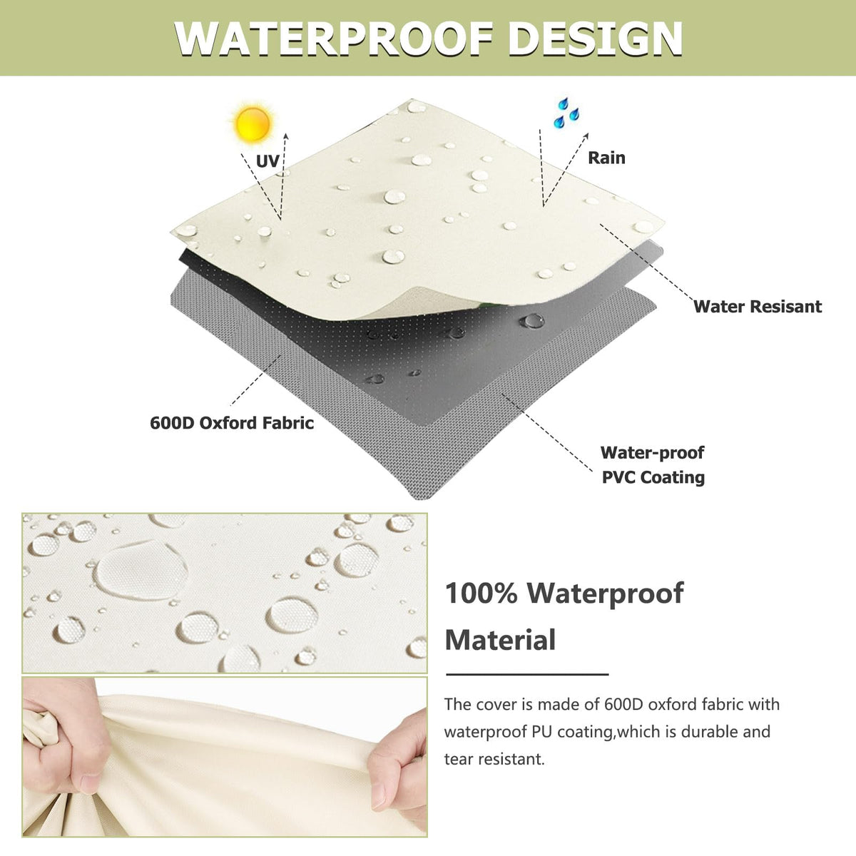 2-Seater Patio Sofa Cover, 58 W x 32.5 D x 31 H Inches Outdoor Couch Cover, 600D Heavy Duty Waterproof Outdoor Sofa
