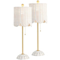 Celerie 27.5" Rattan Buffet Lamp, White/Brass Gold, Set of 2