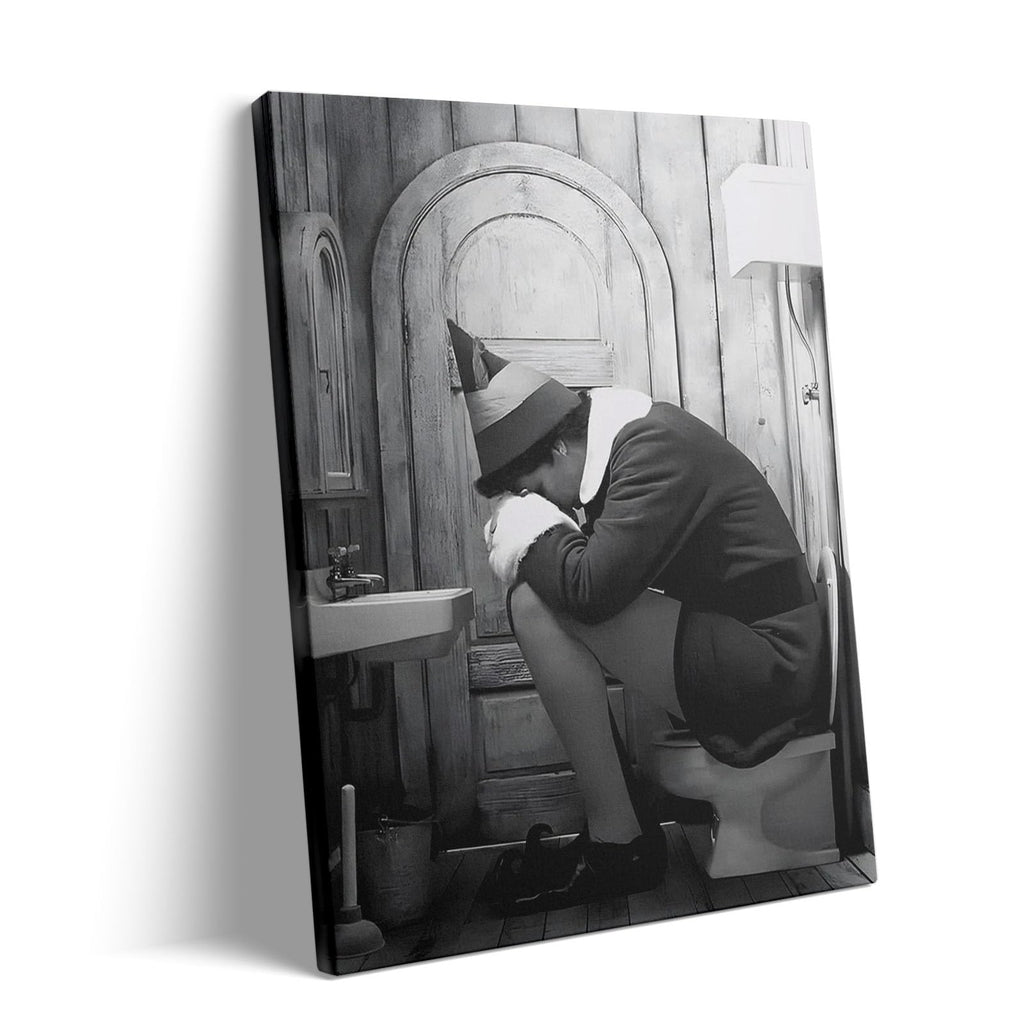 Funny Bathroom Canvas Wall Art, Toilet Paper Humor Poster, 24x30 Inch