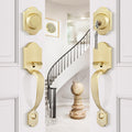 Double Front Door Lock Set, Gold Double Door Handle with Dummy