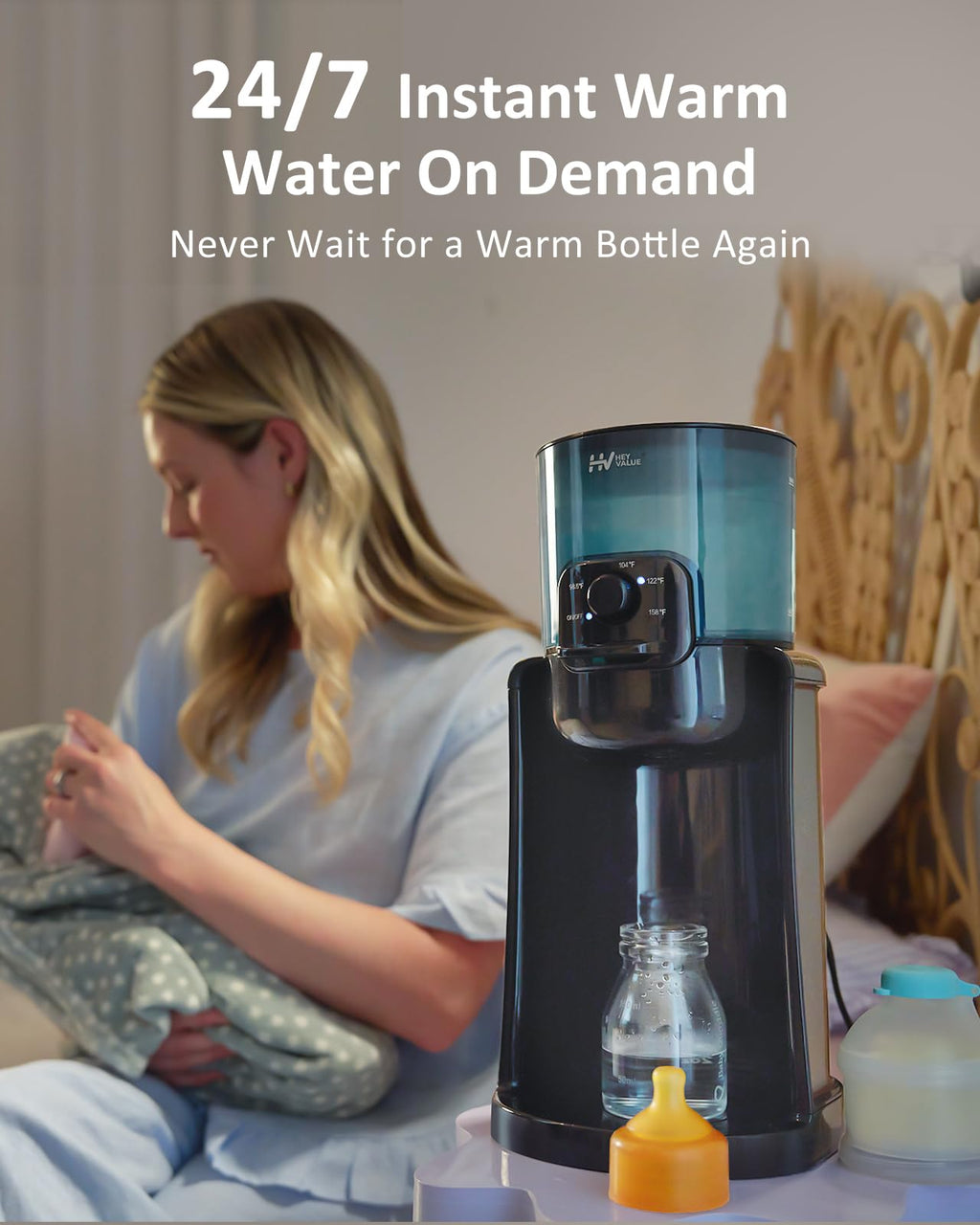 Water Warmer for Baby Formula with Night Light,Bottle Warmer,Black
