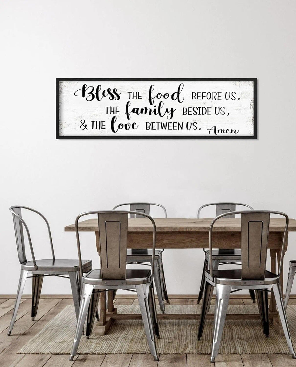 Bless the Food Before Us Wall Decor: Christian Bible Verse Wall Art Farmhouse Kitchen Dining Room Framed laque with