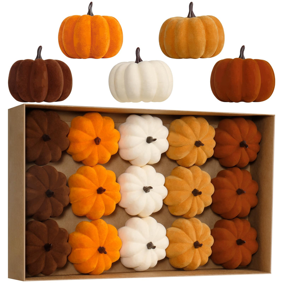 15PCS Fall Pumpkins for Indoor Autume Thanksgiving Home Decor