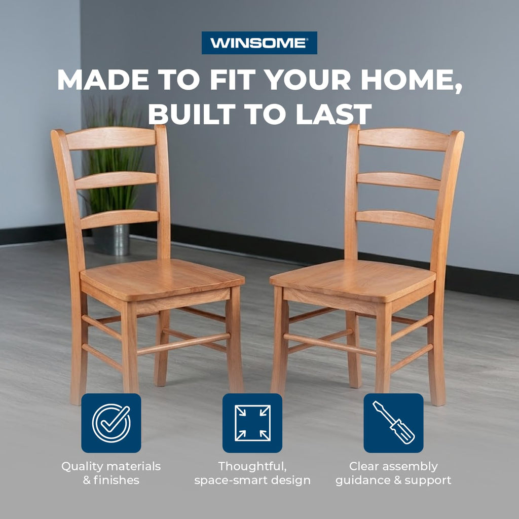 Benjamin Ladder Back Chair Set of 2, Light Oak