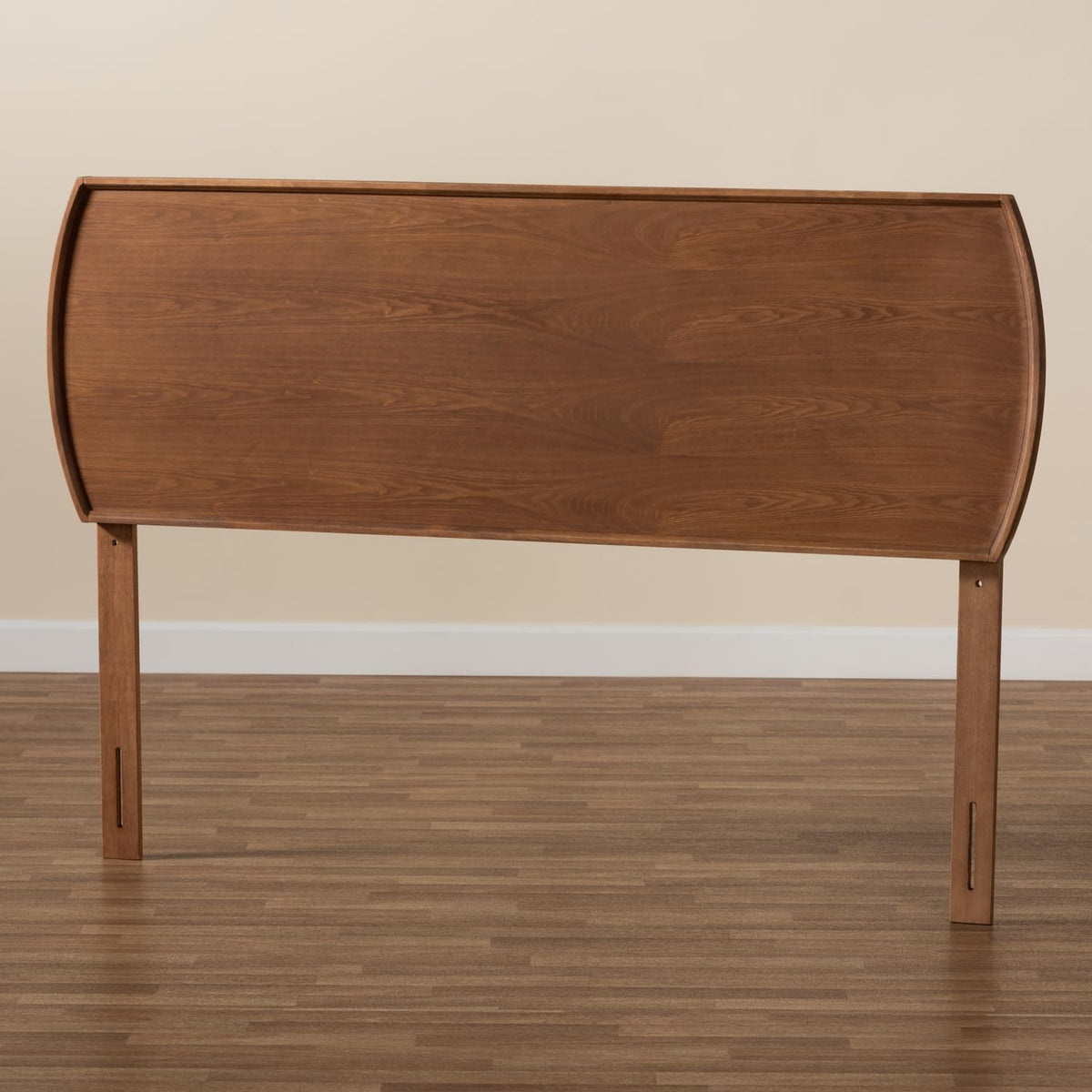 Victorian Vintage Mid-Century Modern Ash Walnut Finished Wood King Size Headboard