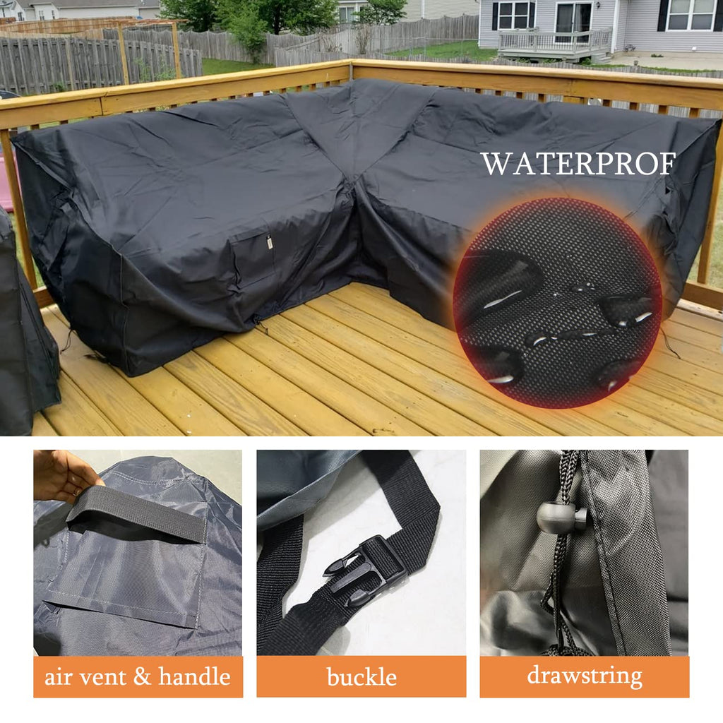 Patio Furniture Covers Left L Shape Patio Sectional Covers Waterproof Outdoor Sofa Cover Heavy Duty 420D Patio