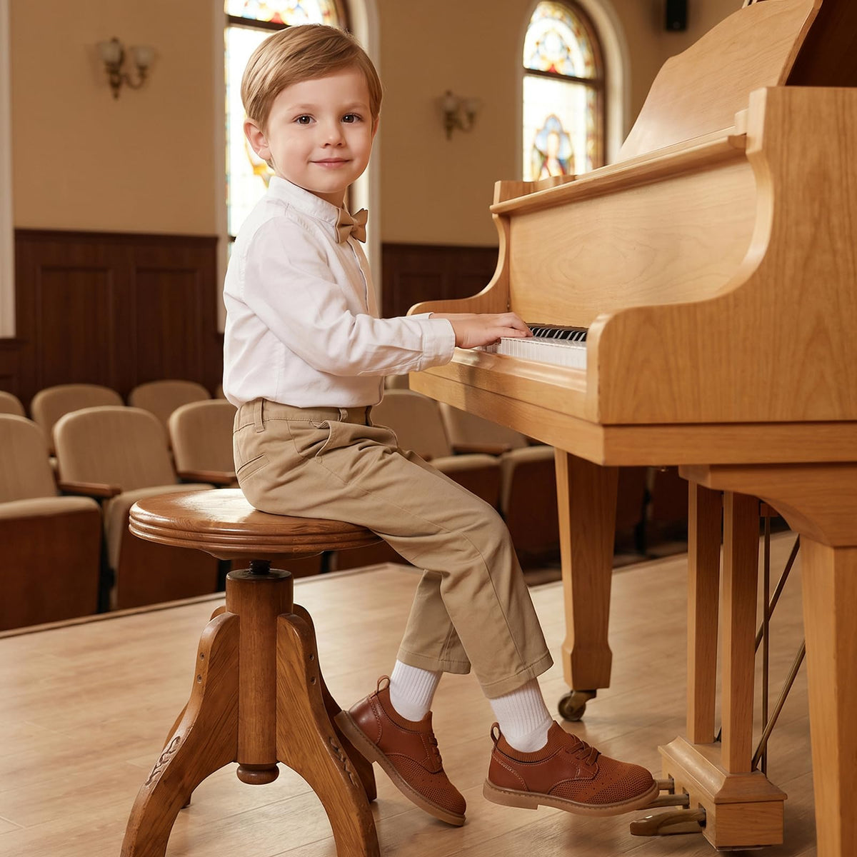 Wide Toddler Boys Dress Shoes Slip On Oxfords Sneakers Brown I4