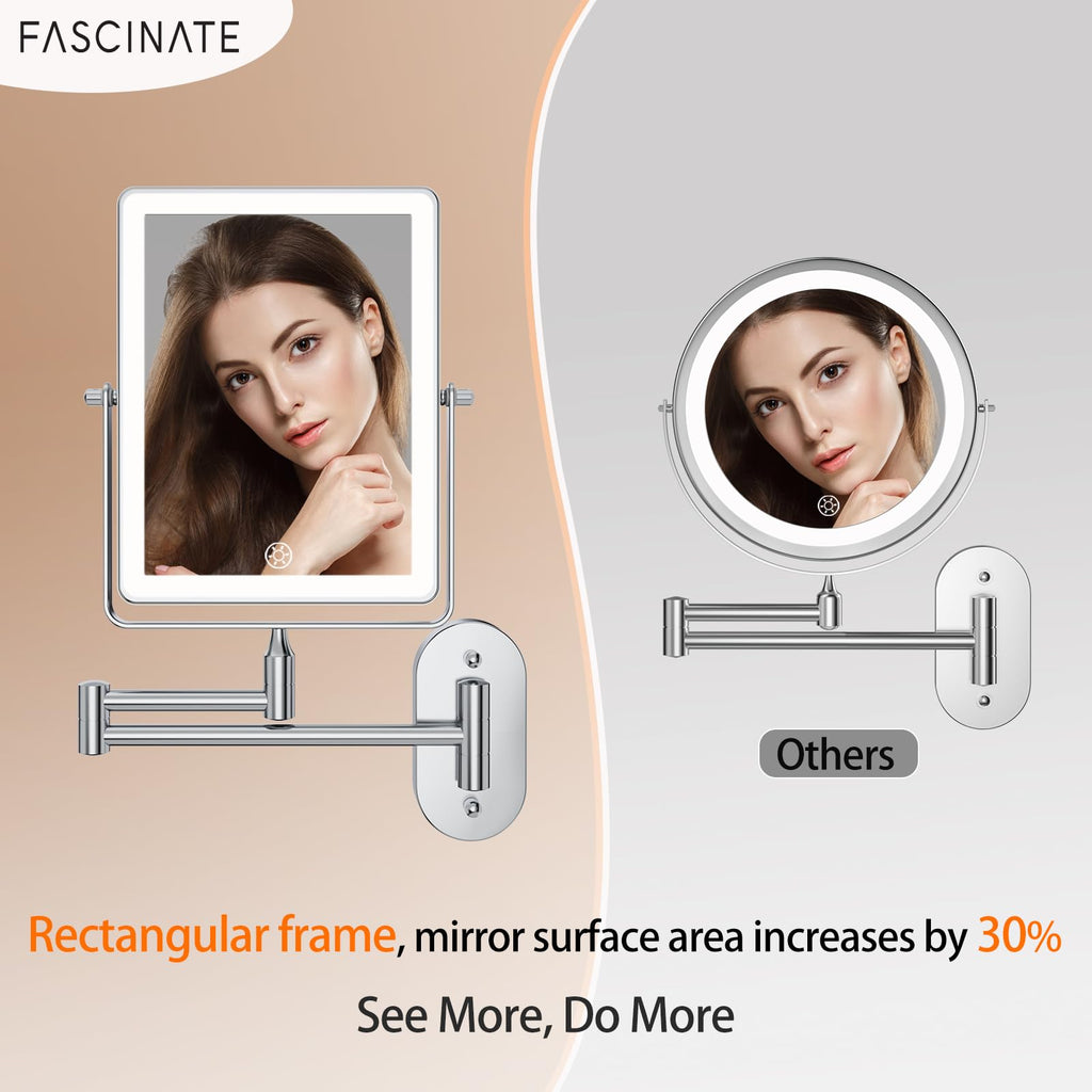 8.7" 5000mAh Rechargeable Wall Mounted Makeup Mirror (Chrome)