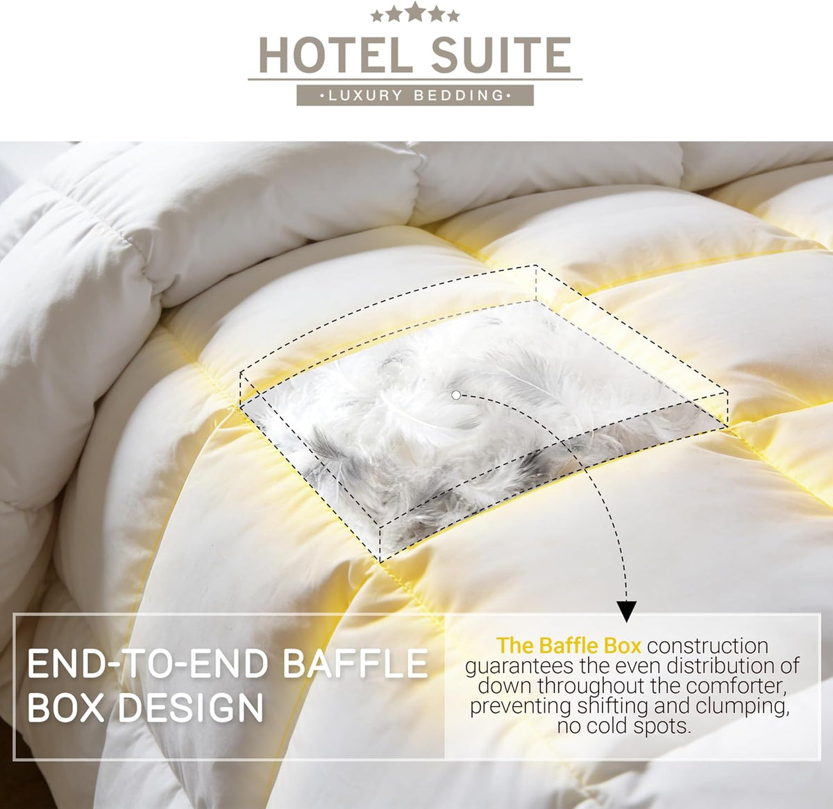 Feather Down Comforter, Natural Fluffy Duvet Insert, Luxurious Hotel Collection Quilts, All Season Bedding Comforter