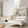 Electric Vertical Full Murphy Bed with Storage Shelf-White