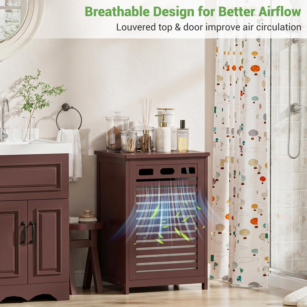 Bamboo Tilt Out Laundry Hamper Cabinet with 15.5Gal Removable Bag, Espresso
