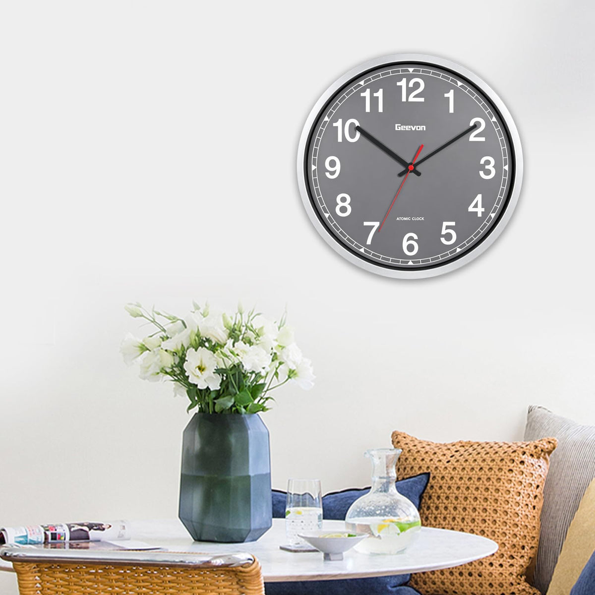 Inspired Nelson Style 16 Inch Atomic Wall Clock Self-Setting Analog Clock with DST