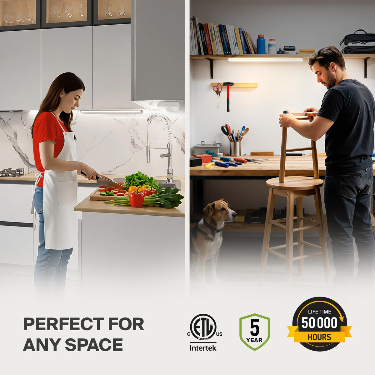White Swivel LED Under Cabinet Light, 32 Inch 16W, Plug in/Hardwired
