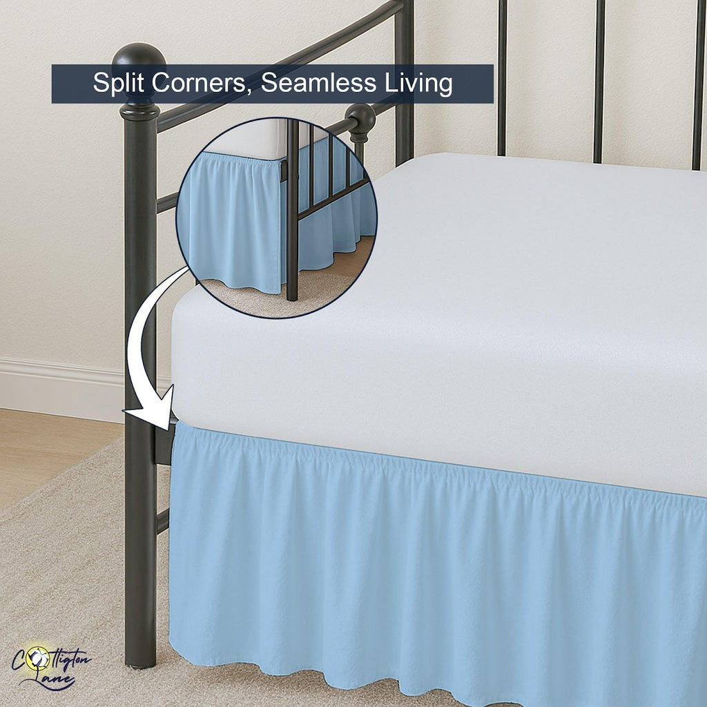 Daybed Skirt with Split Corners Gather Dust Ruffle Bedskirt 21 Inch Drop, Premium Hotel Quality Brushed
