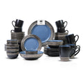 48 Piece Dinnerware Set, Ceramic Plates and Bowls Sets for 8, Microwave and Dishwasher Safe, Handcrafted Tree Bark