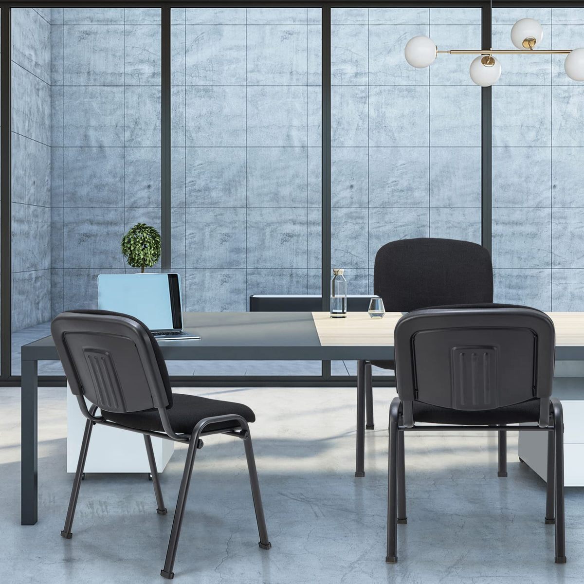 8-Pack Conference Chair Set - Stackable Guest Chair with Metal Frame, Padded Cushion, Stacking Reception Chair, Lobby