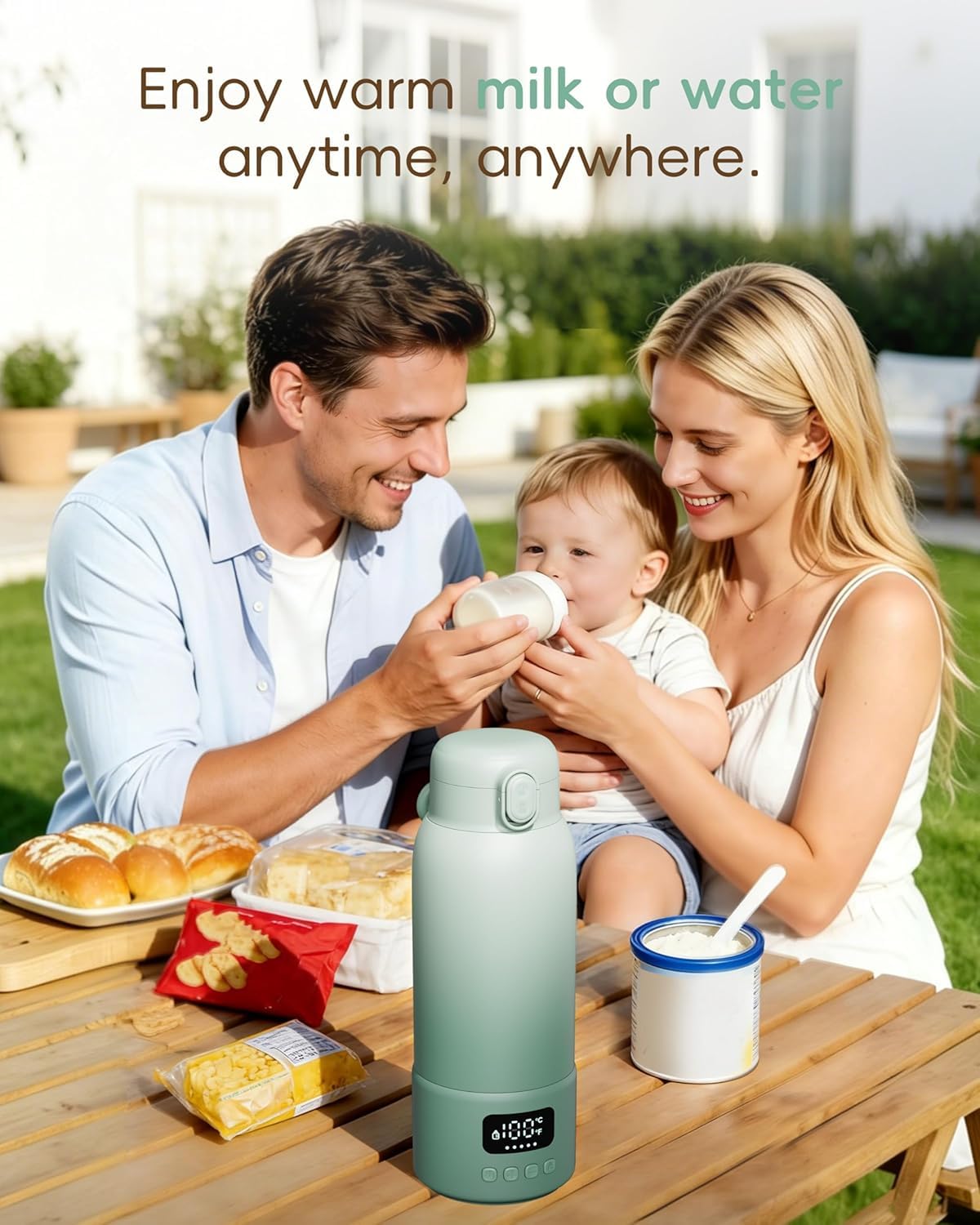 Portable Bottle Warmer for Travel, Baby Milk Warmer with Fast Heating & Long Battery Life, 17Oz Large Capacity 316L