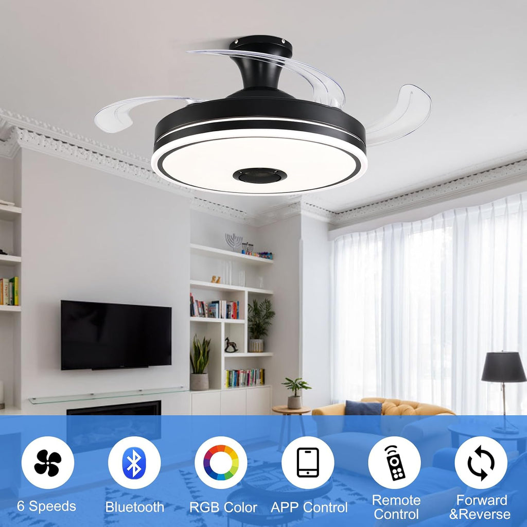 42" Smart Retractable Ceiling Fan with Light & Remote
