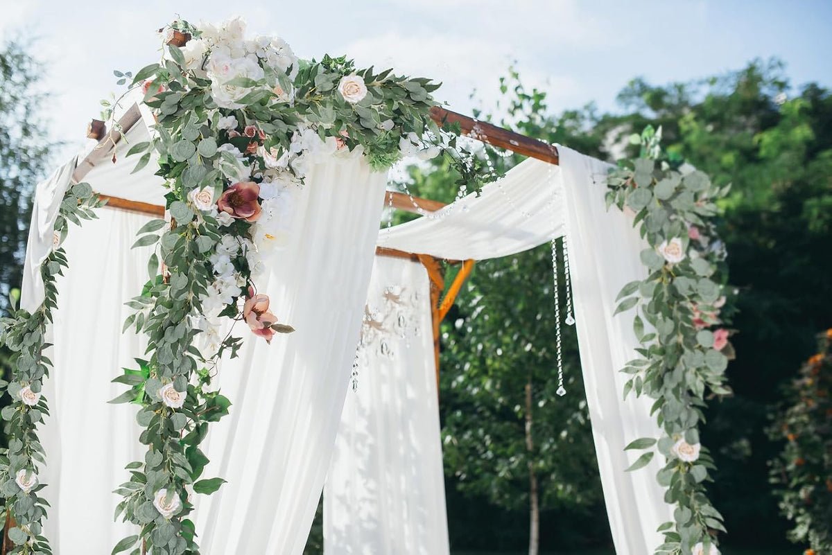Artificial Silk Eucalyptus Vines Garland with Willow Leaves 6Ft - Set of 2