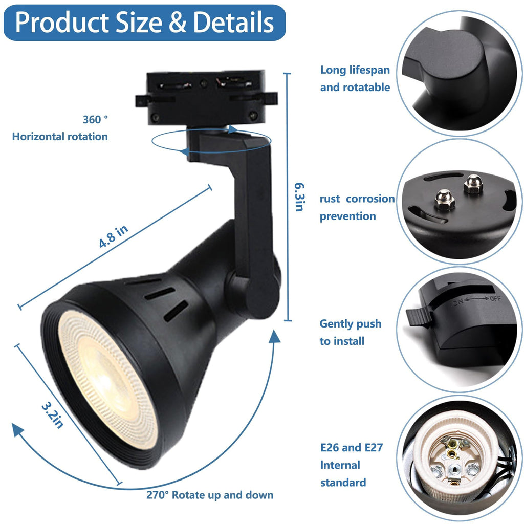 Plug in H Type LED Track Lighting Kit Dimmable Spotlight Complete System