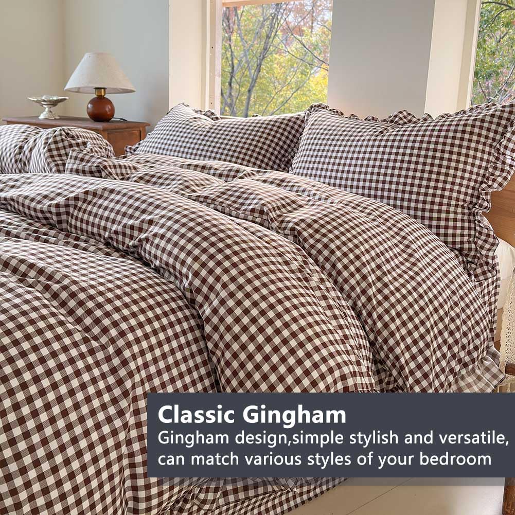 Mocha Gingham Comforter Set