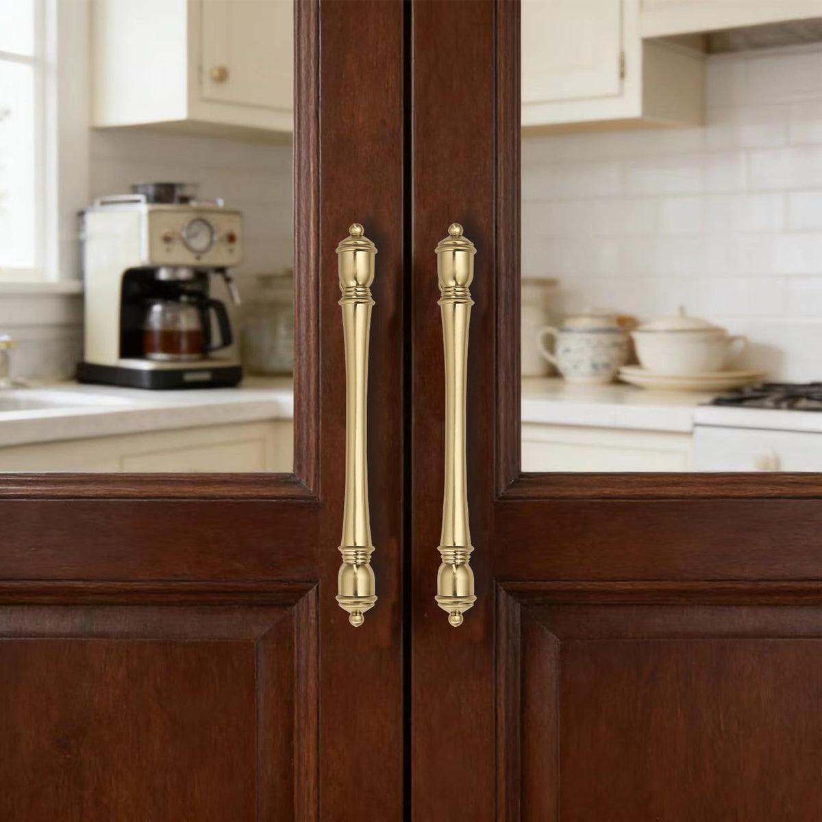 10 Pack 3-1/2 inch(89mm) Hole Center Champagne Bronze Cabinet Pulls Heavy-Duty Solid Warm Brass Cabinet Hardware