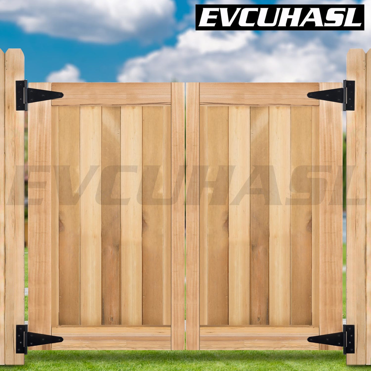 12 Inch T-Strap Gate Hinges, Shed Barn Door Hinges Heavy Duty, Black Tee Hinges for Wooden Fences, Yard Gate, Wrought