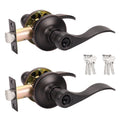 2 Pack Entrance Lever Door Handle Oil Rubbed Bronze, Entry Levers Combo Pack, Keyed Alike Door Locks Lockset