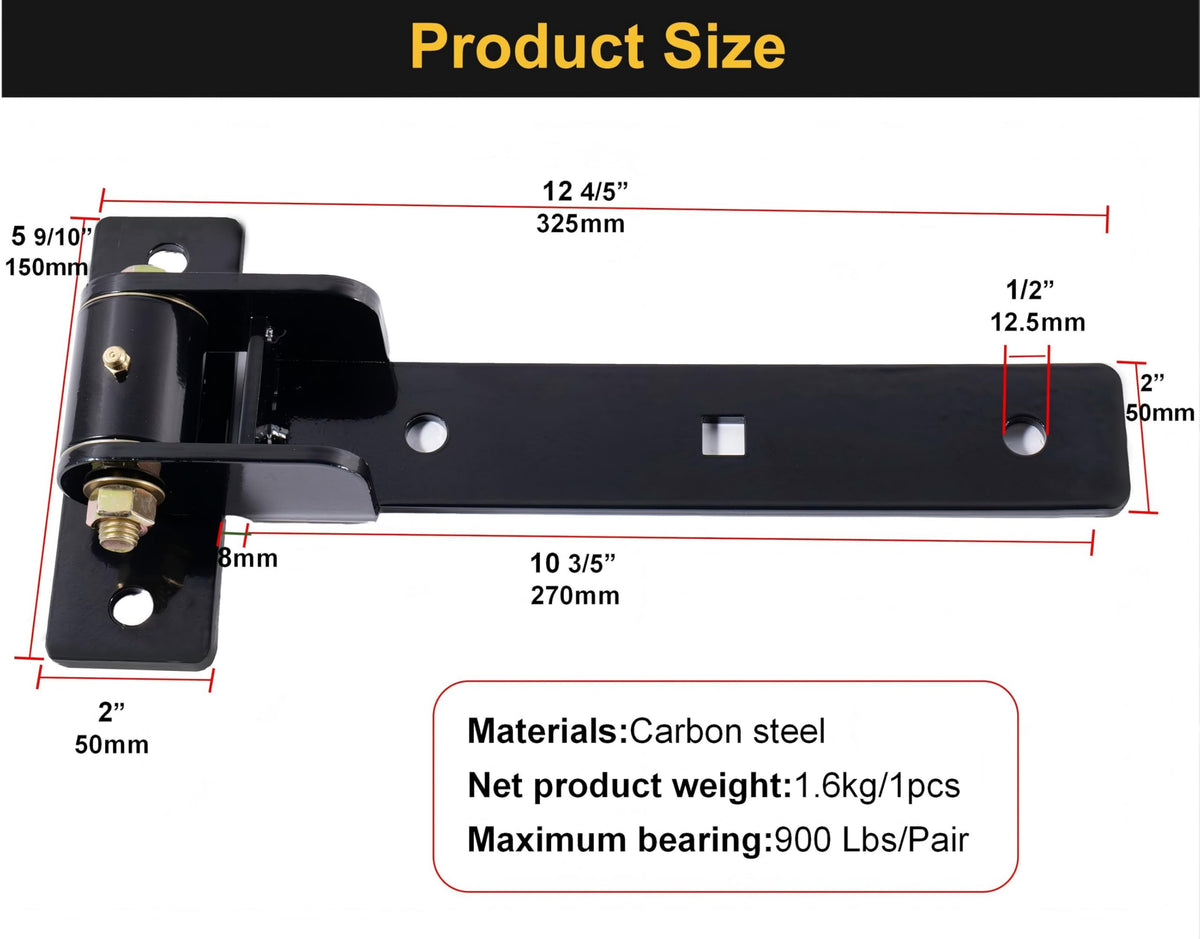 13" Heavy Duty Strap Gate Hinges, Load Capacity, Thickened Solid Steel