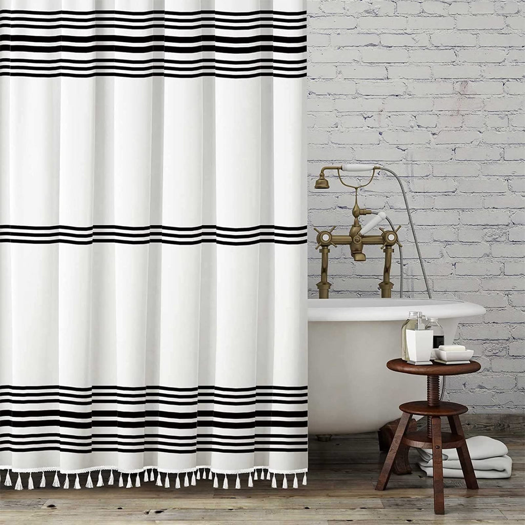 Black and White with Tassel 72" W x 78" L