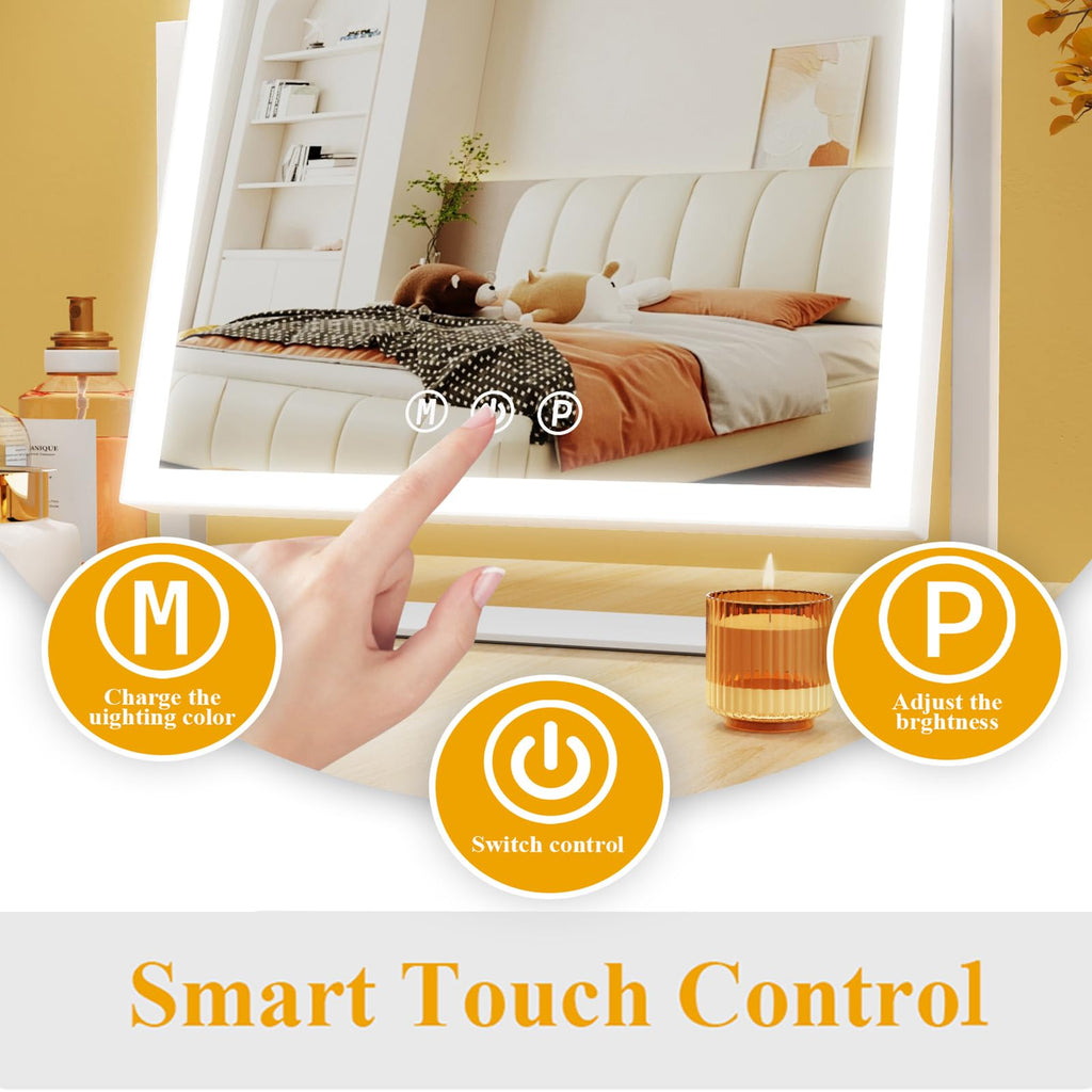 17.3 x13 in Lighted Makeup Mirror, 10X Magnifiers