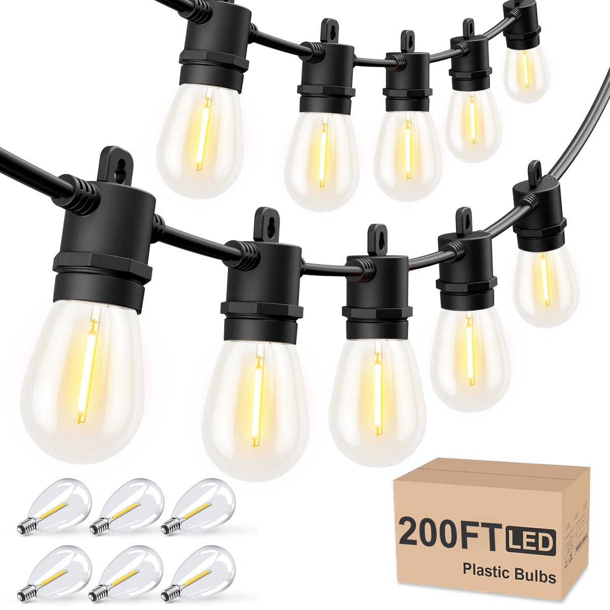 200 FT Outdoor String Lights, Patio Lights for Outside Waterproof
