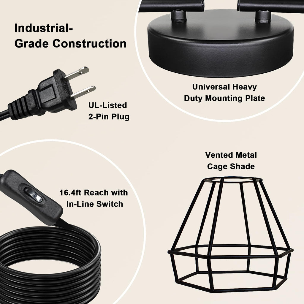 Plug in 4-Light Track Lighting Fixtures Ceiling Adjustable, Black