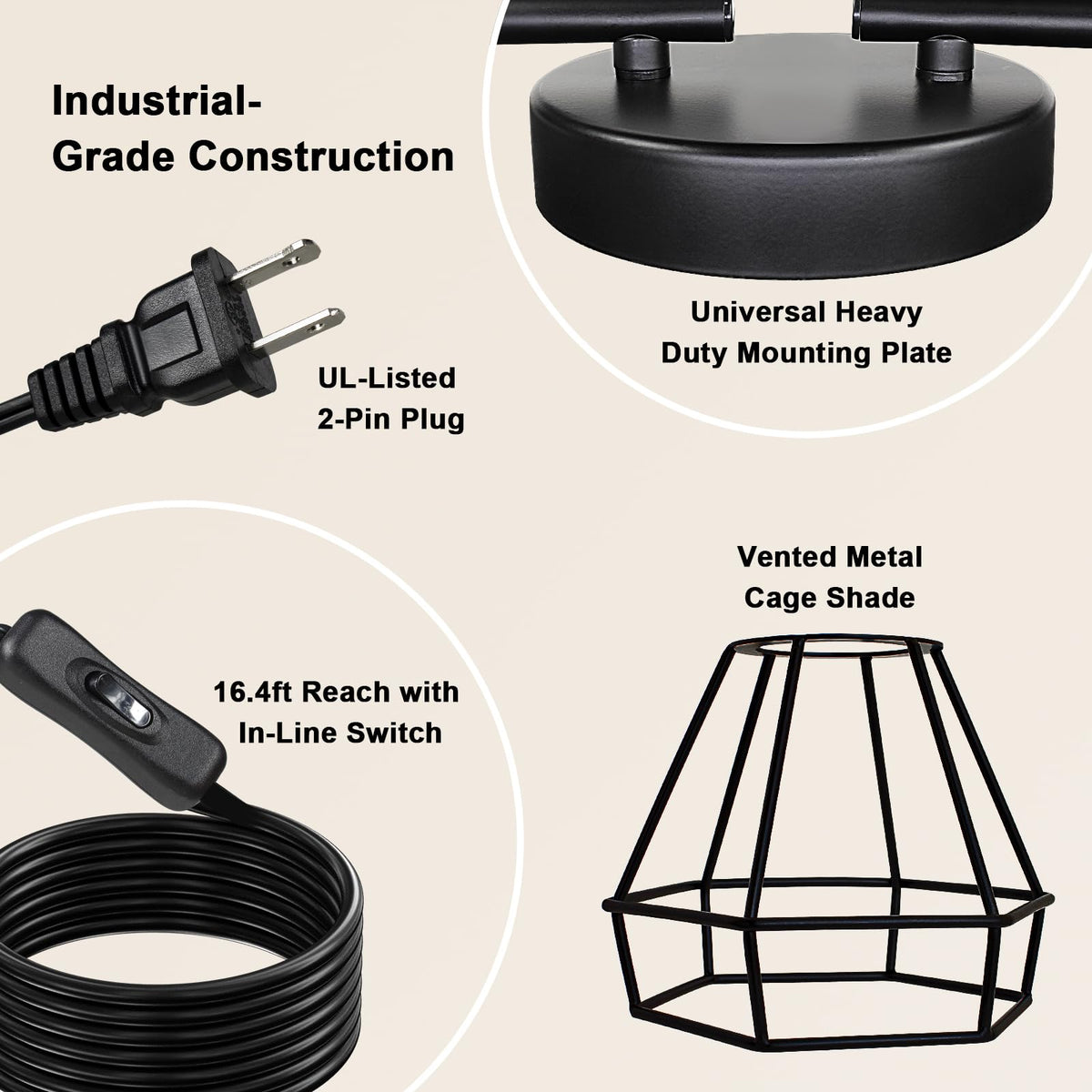 Plug in Track Lighting, 6-Light Adjustable Ceiling Fixture Black