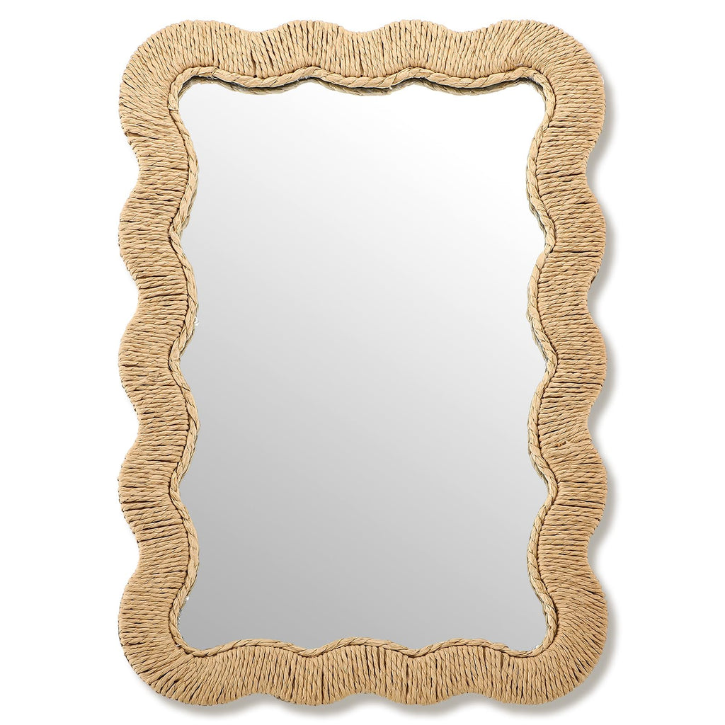 Boho Rattan Mirror, Rectangle, 10.4 x 15.8 in