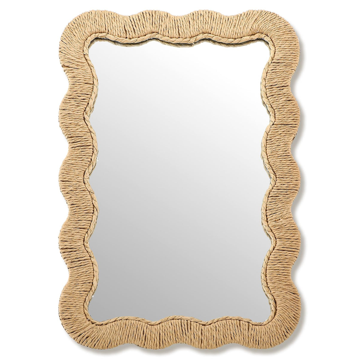 Boho Rattan Mirror, Rectangle, 10.4 x 15.8 in