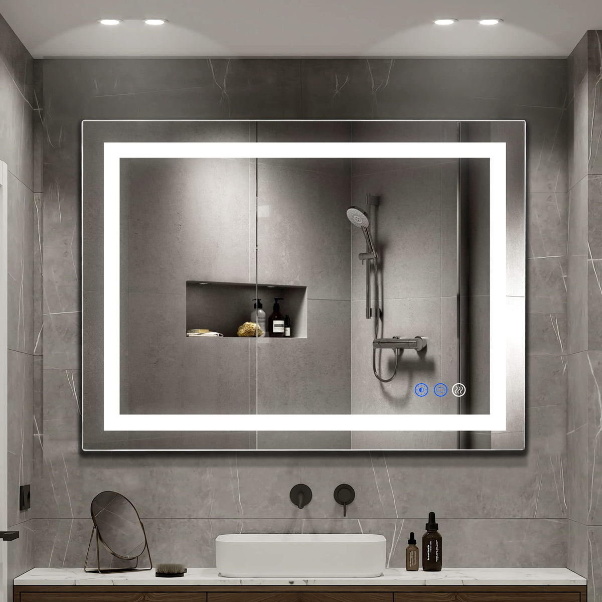 32"x 24" LED Bathroom Mirror Vanity Mirror, Anti-Fog, Dimmable, Color Temperature Adjustable 3000-6000K, Switch-held