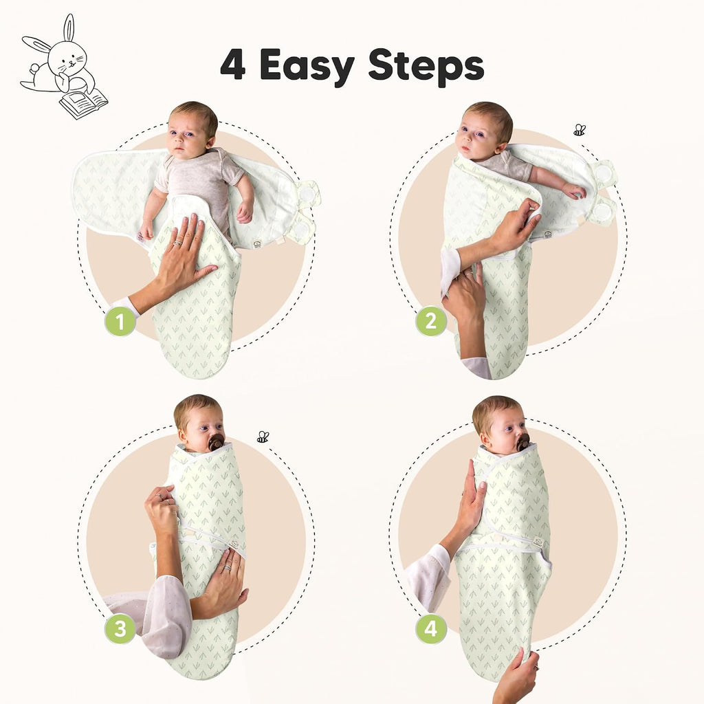 3pk Organic Swaddles for Newborns Girls, Boys & Hats (Leafy, )