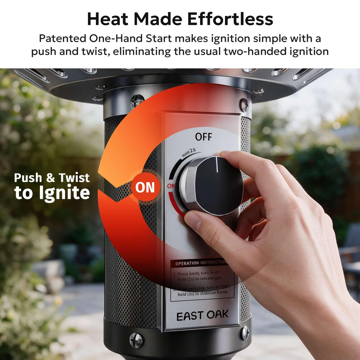 Outdoor Propane Patio Heater 50, 000 BTU with One-Hand Ignition