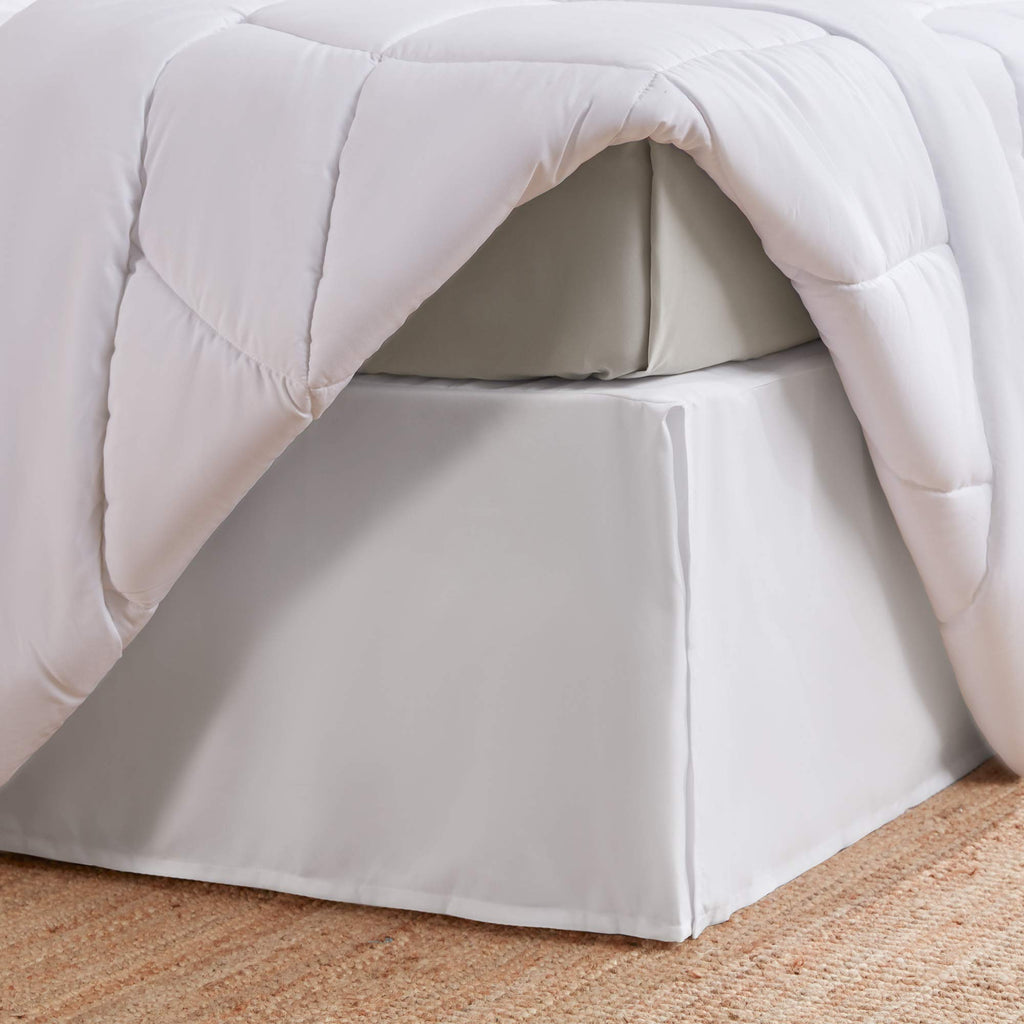 Pleated Bed Skirts, 15 inch Tailored Drop Easy Fit Bedskirt, Anti-Static, Fade Resistant (White)