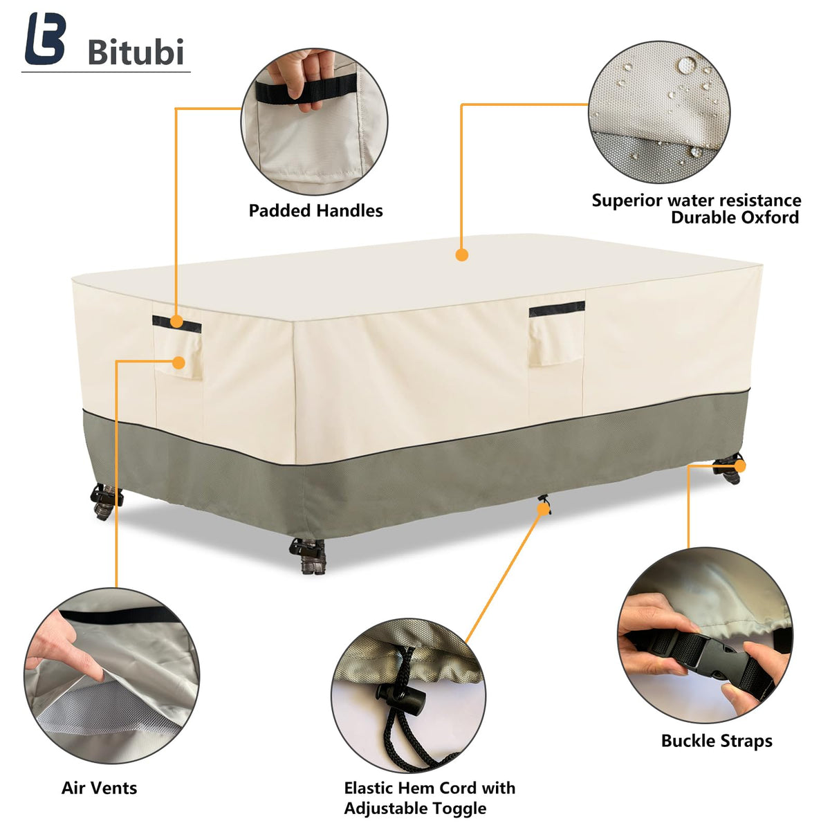 72 Inch Rectangular/Oval Patio Table Cover, Heavy Duty Waterproof Outdoor Table Cover Winter, Patio Furniture Covers