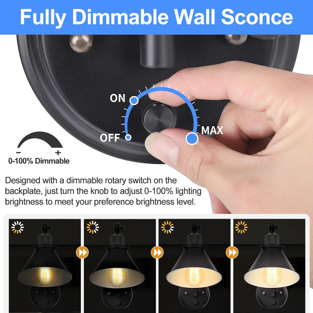 Plug in Wall Sconces, Dimmable Wall Sconce Swing Arm Wall Lights Plug in, Adjustable Wall Mounted Light Wall Lights
