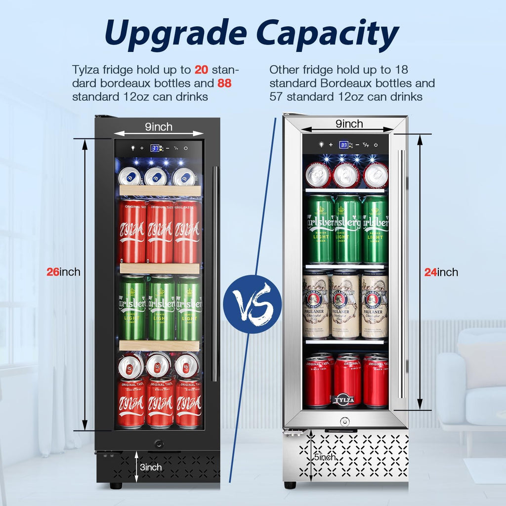 24 Inch Wine and Beverage Refrigerator, Dual Zone Wine Beverage Cooler 24" with French Door