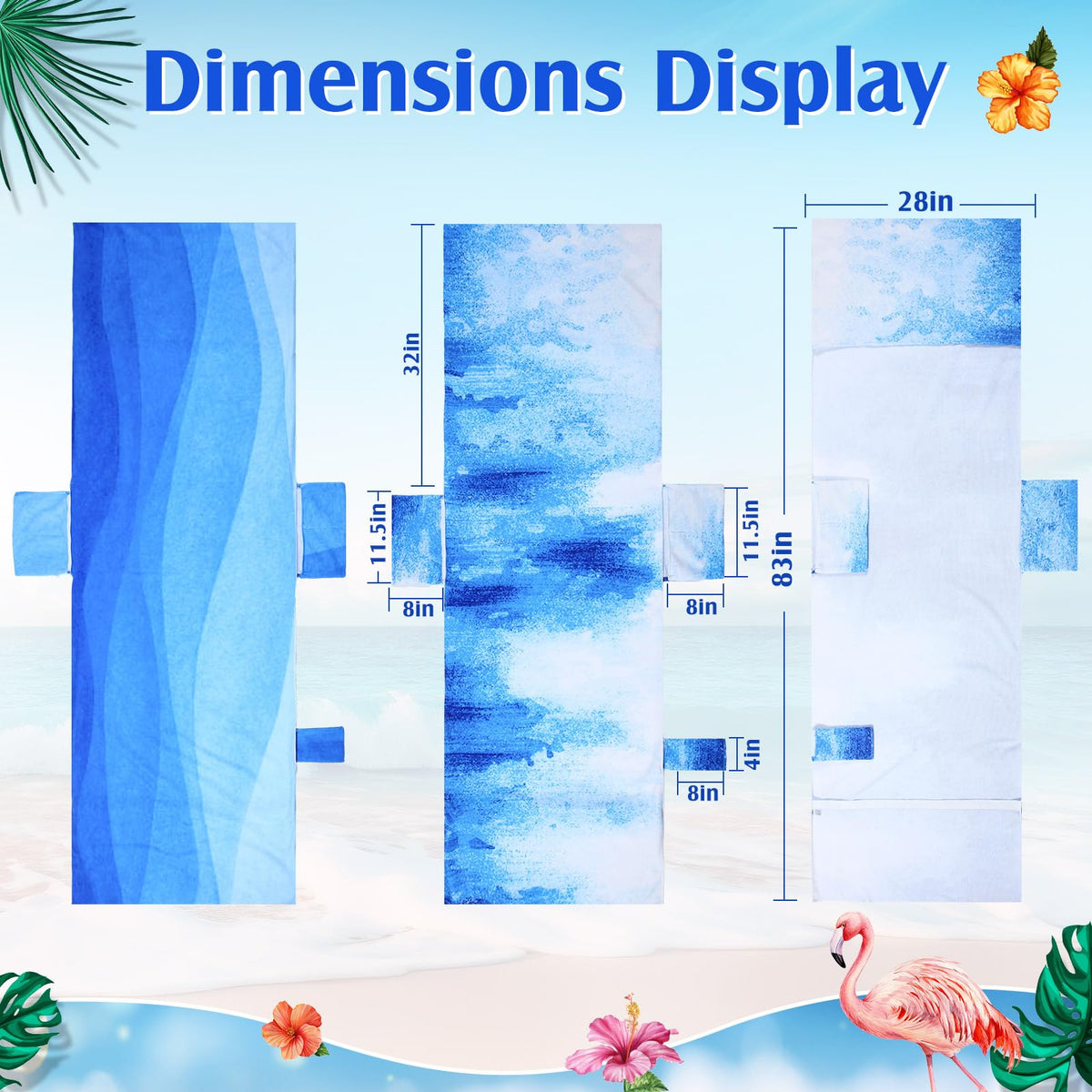 2 Pcs Lounge Chair Towel Cover with Pockets, Sea