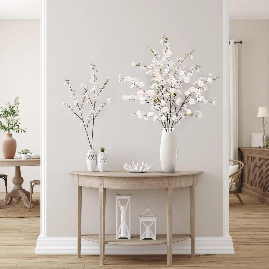 Artificial Cherry Blossom Flowers 4 Pcs Faux Cherry Blossom Stems Faux Silk Cherry Blossom Branches 43'' Fake Flowers