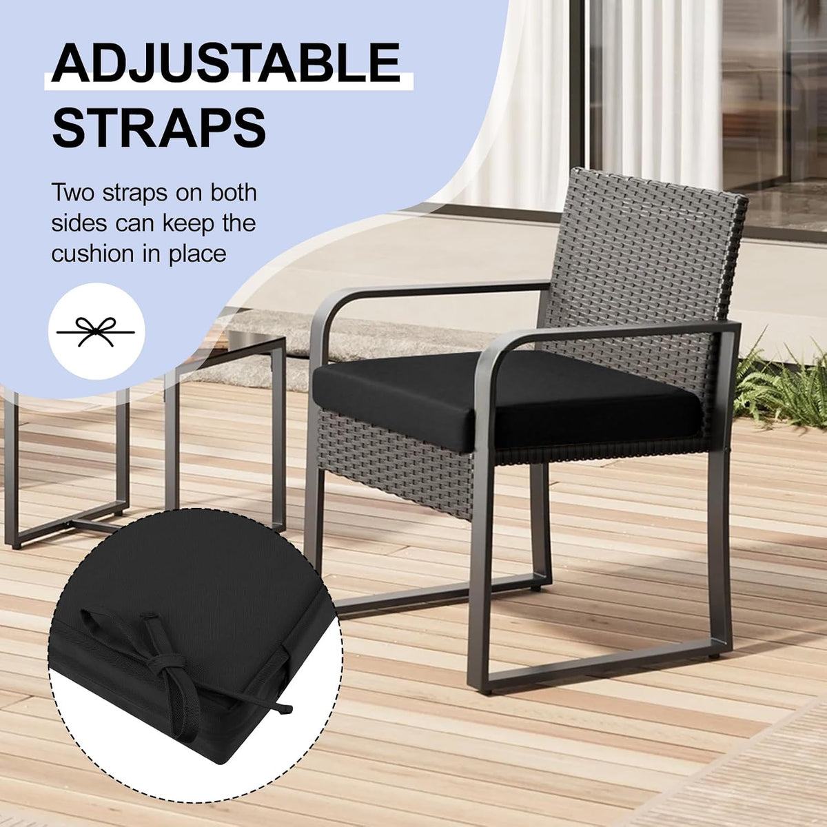 Outdoor Chair Cushions Set of 4,Waterproof Patio Cushions for Outdoor Furniture with Ties and Hidden Zipper,Memory
